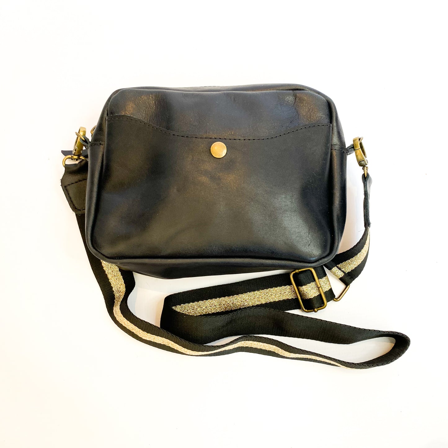 Gia leather black camera crossbody bag
