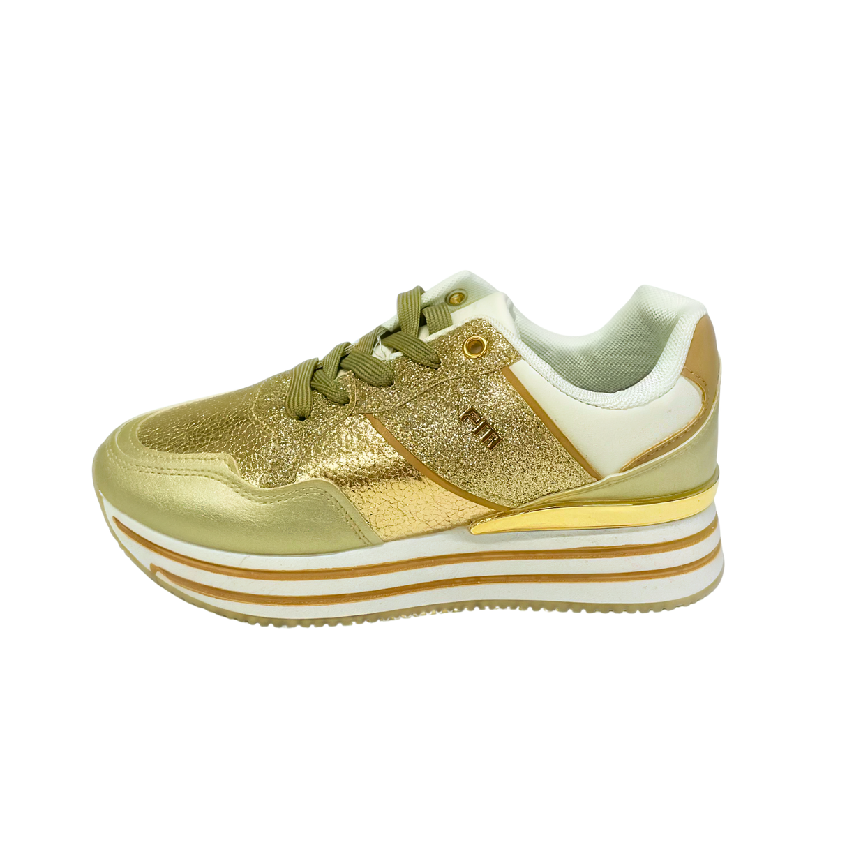 Platform Lace Up Sneaker - Gold