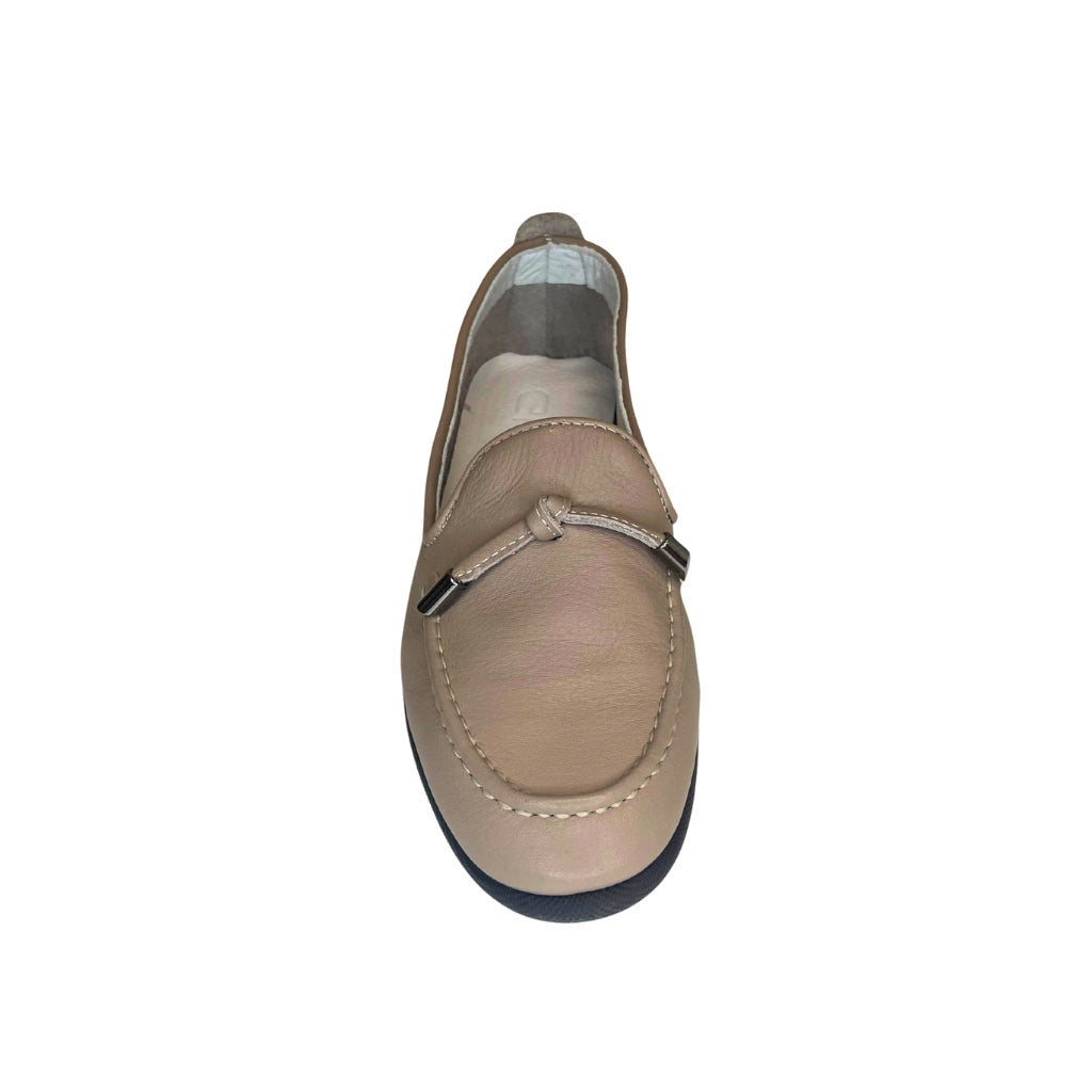 Gia Grey Leather Comfort Moccasin – front view