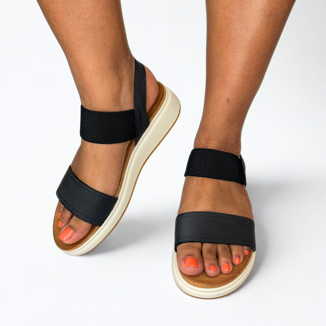 Queue black DOUBLE STRAP flatform sandal