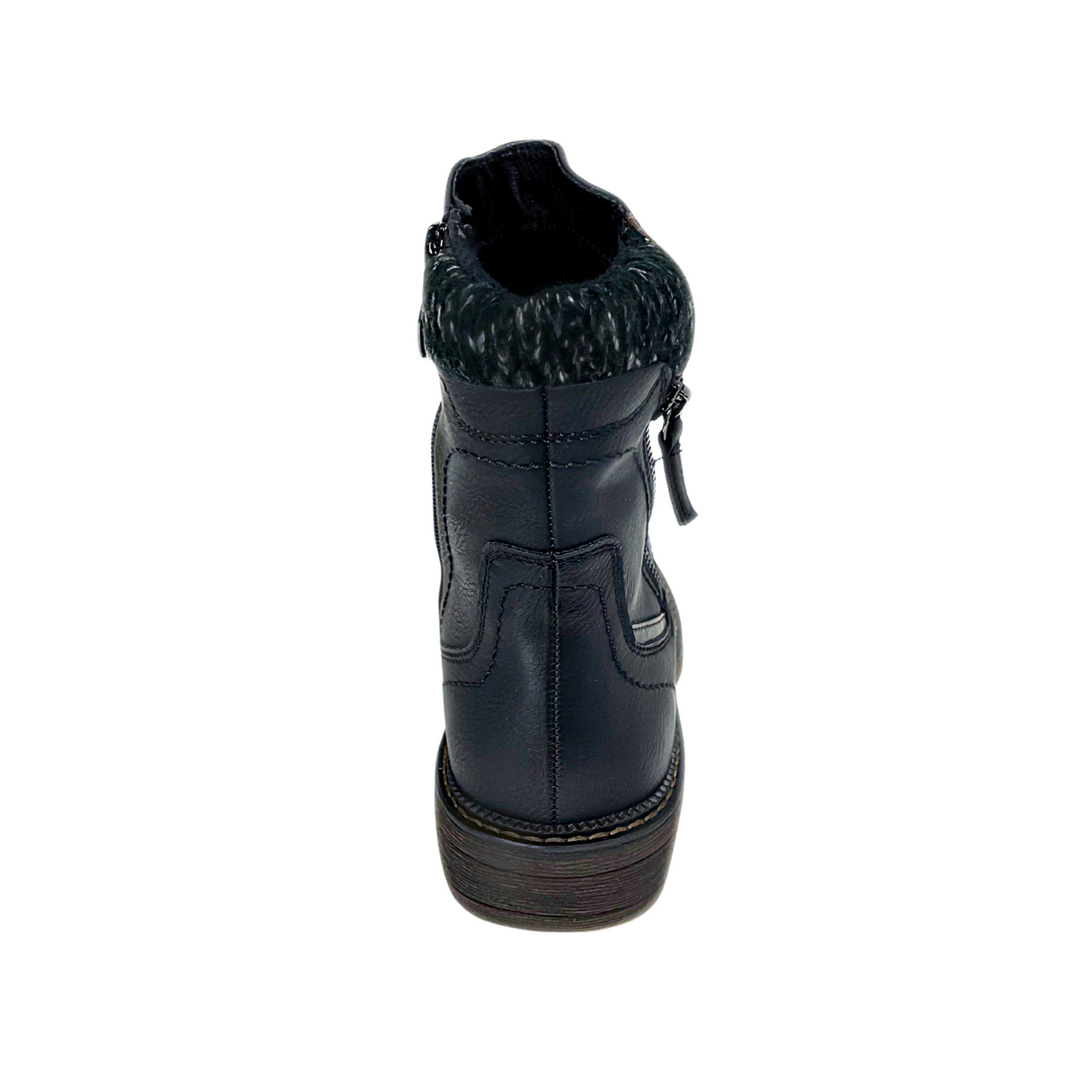 Savoy Mid-Ankle Boots with Stitched Panels - Black – detail shot