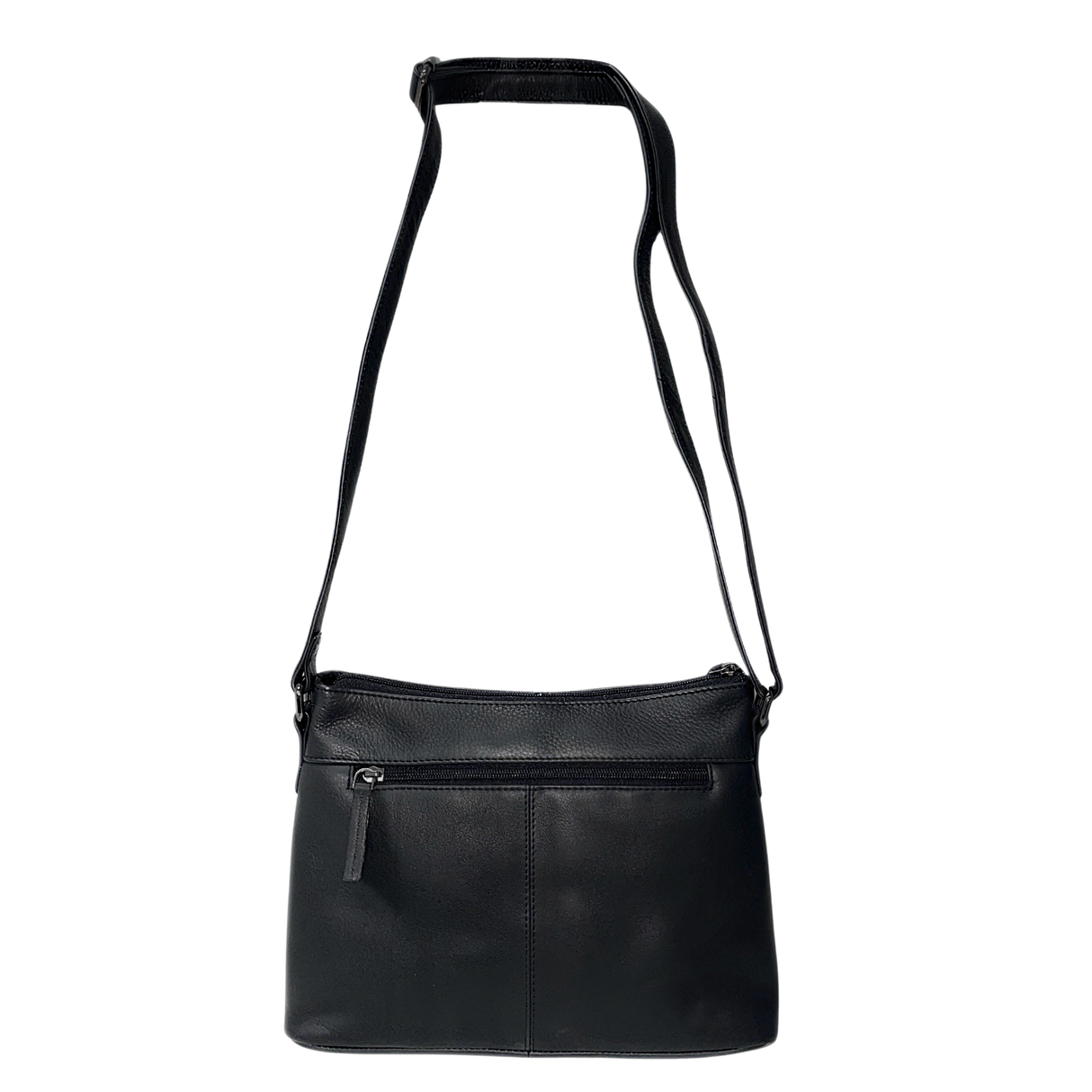 Gia Leather Fold Over Flap Bag - Black