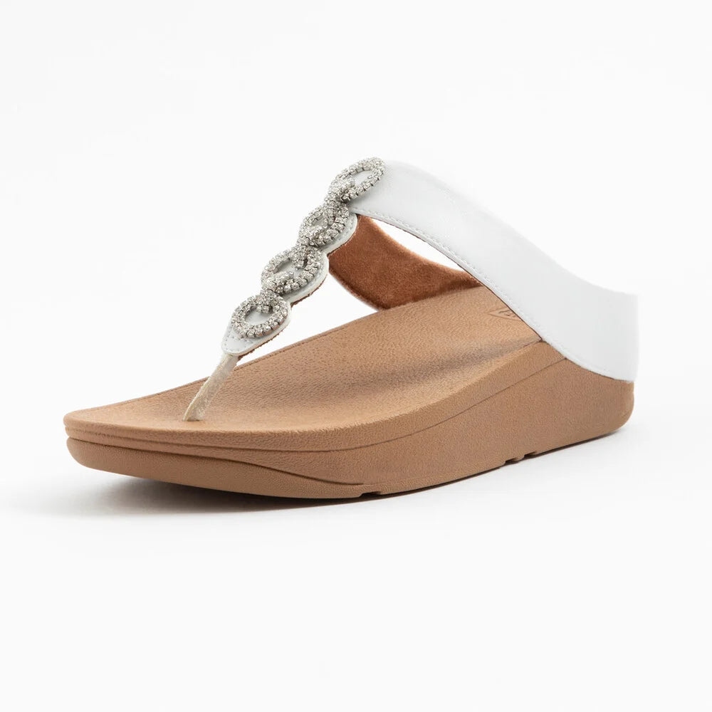 Fitflop FINO Sparkle Toe-Post Sandals - Urban White