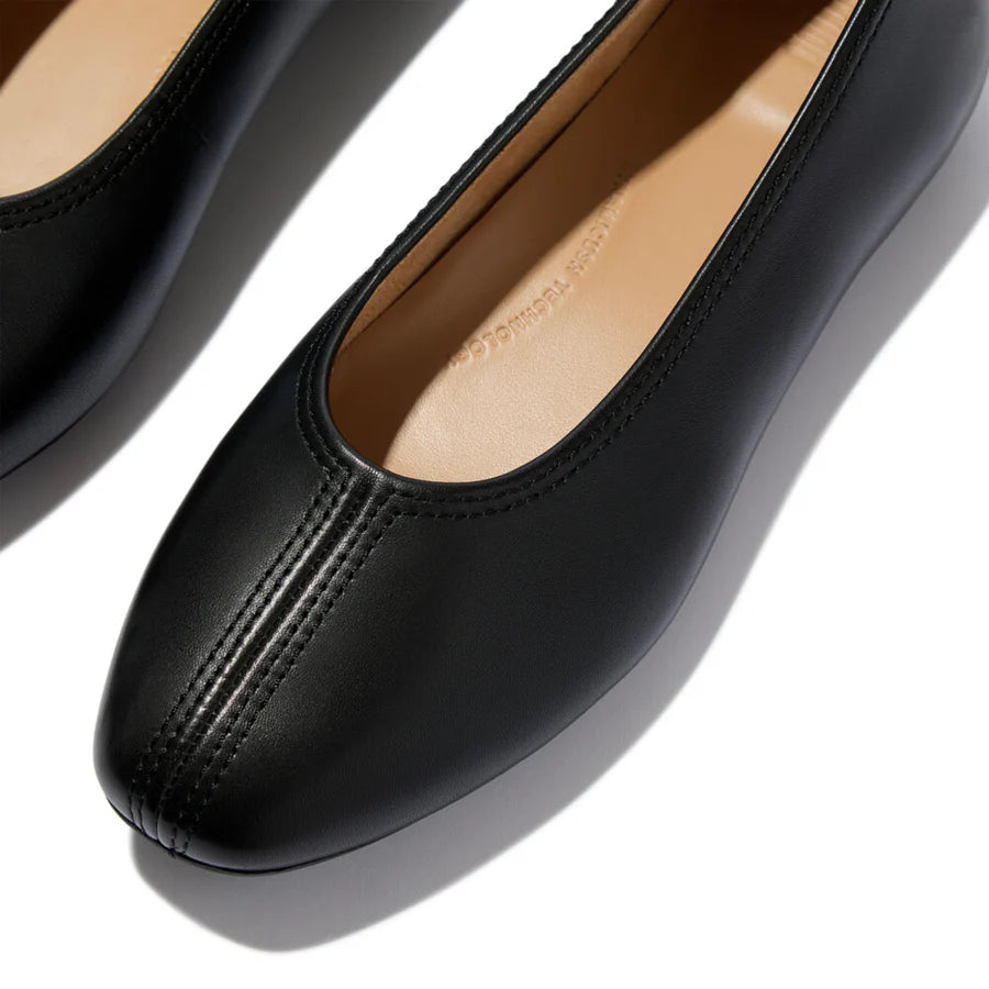 Fitflop Delicato High-Cut Metallic Soft-Leather Ballet Flats - Black