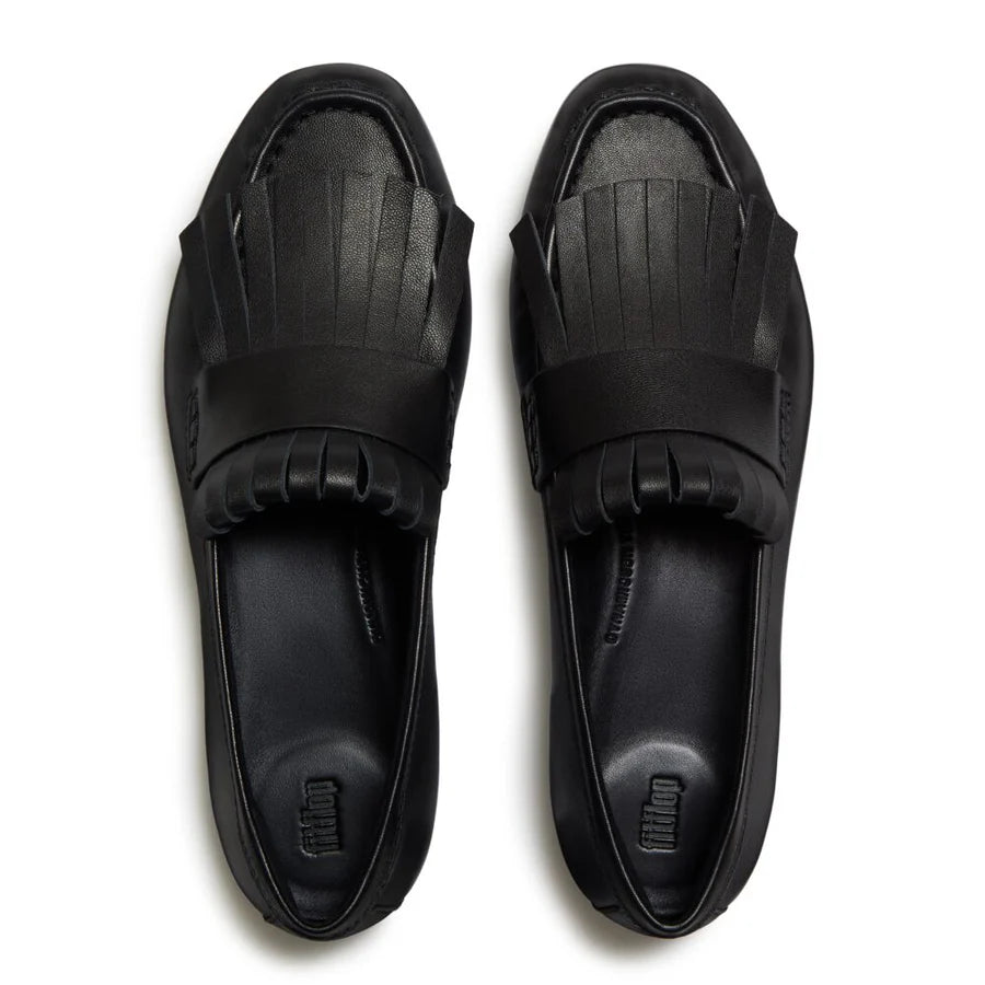 Fitflop DELICATO Leather fringe Loafers - Black