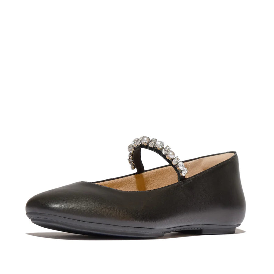 Fitflop Black Delicato Crystal Soft-leather Mary Janes – side view