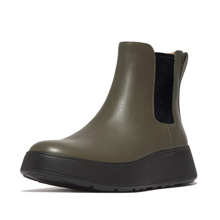 Fitflop F-MODE Leather Flatform Chelsea Boots - Olive