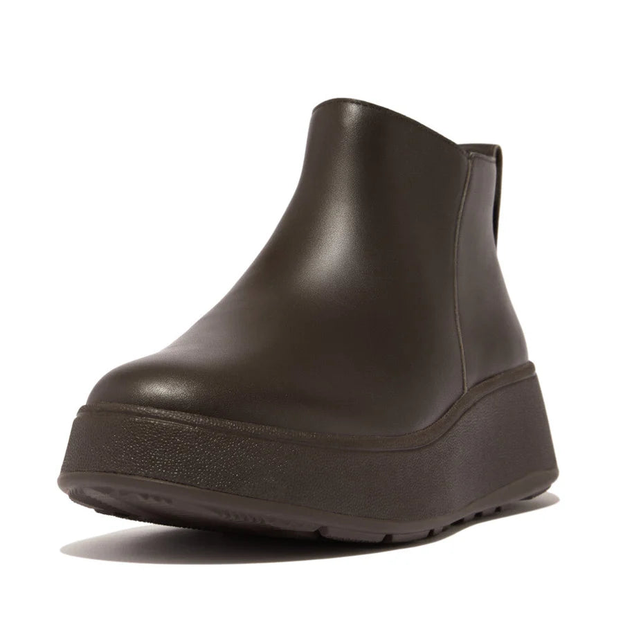 Fitflop F-MODE Leather Flatform Zip Ankle Boots - Chocolate Brown