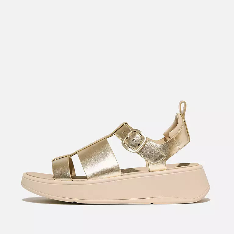 Fitflop F-MODE Leather Flatform Fisherman Sandals - Platino