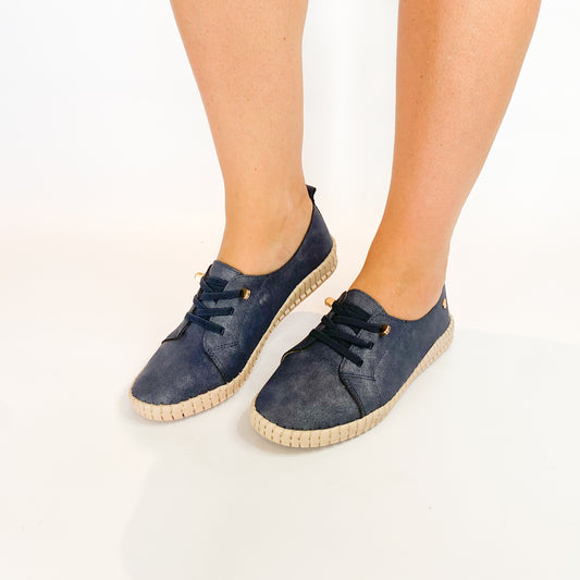 Butterfly navy comfort lace up