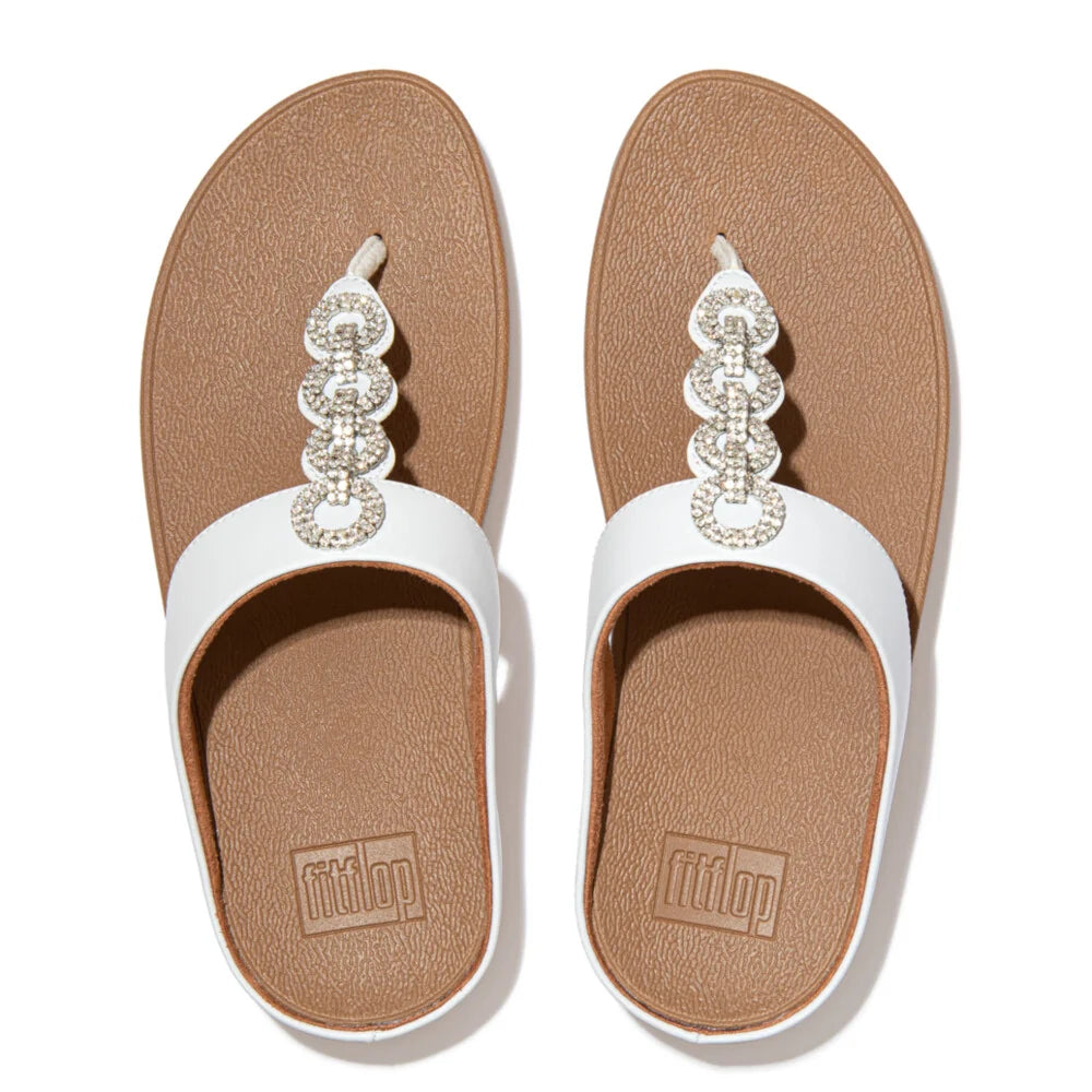 Fitflop FINO Sparkle Toe-Post Sandals - Urban White
