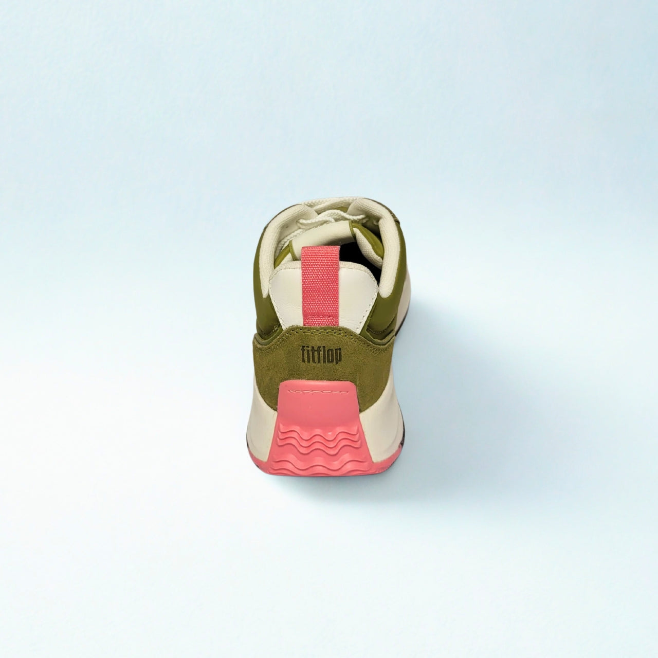 FitFlop F-Mode white and grey suede-knit flatform trainer with Microwobbleboard cushioning and decorative laces 5