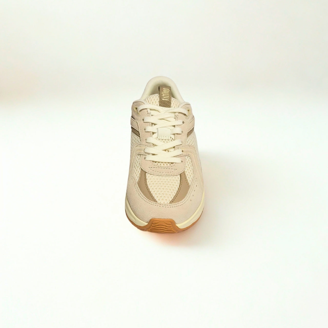 FitFlop Flow white suede and mesh flatform trainers with Microwobbleboard sole and triple-density cushioning 4