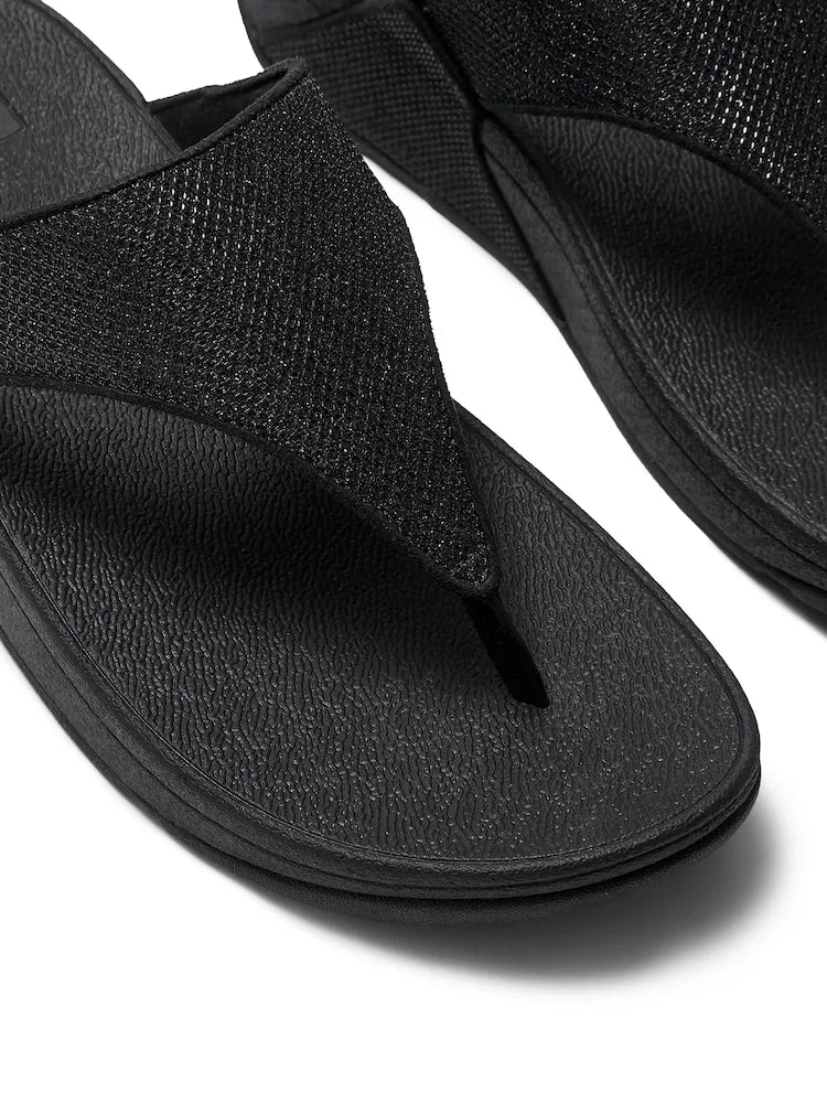 Fitflop Lulu Shimmerglitz Toe-Post Sandal - Black