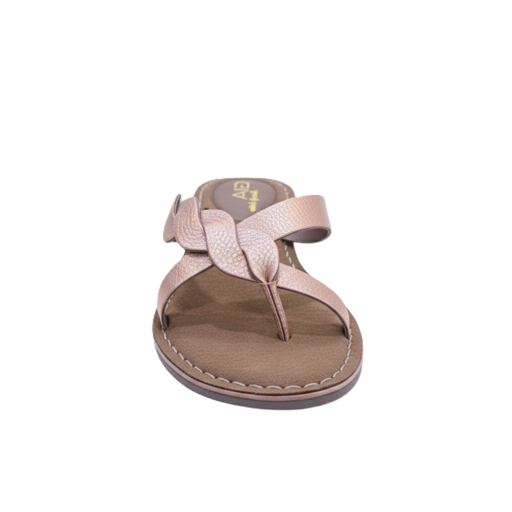 Gia Metallic Peach Leather Twisted Slip In â front view