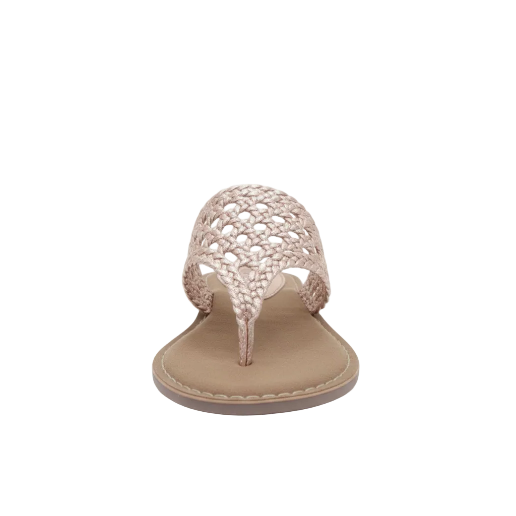 Gia Rosegold Leather Weave Toe Post Slip In â front view