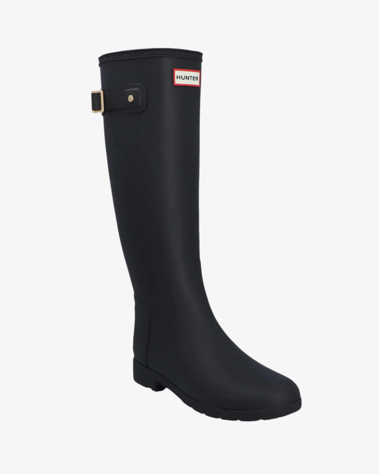 Hunter Refined Gold Trim Tall Wellington Boot - Black – front view