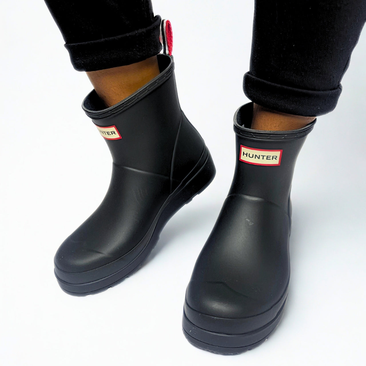 Hunter Play Short Wellington black waterproof ankle boot natural rubber 1