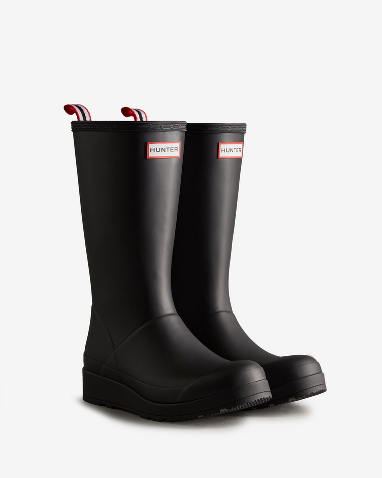 Hunter Play Tall Wellington black waterproof mid-calf rubber boot vegan 2