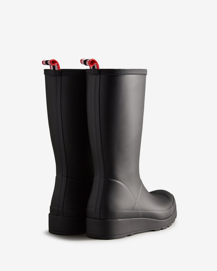 Hunter Play Tall Wellington black waterproof mid-calf rubber boot vegan 4