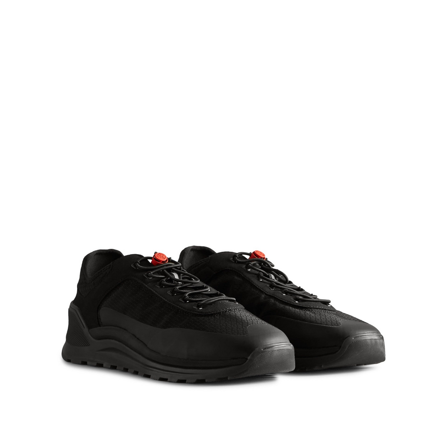Hunter Men’s Traveller black trainer recycled nylon waterproof details vegan 1