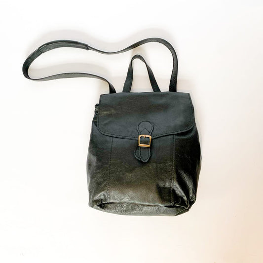 Gia Black leather backpack/cross body