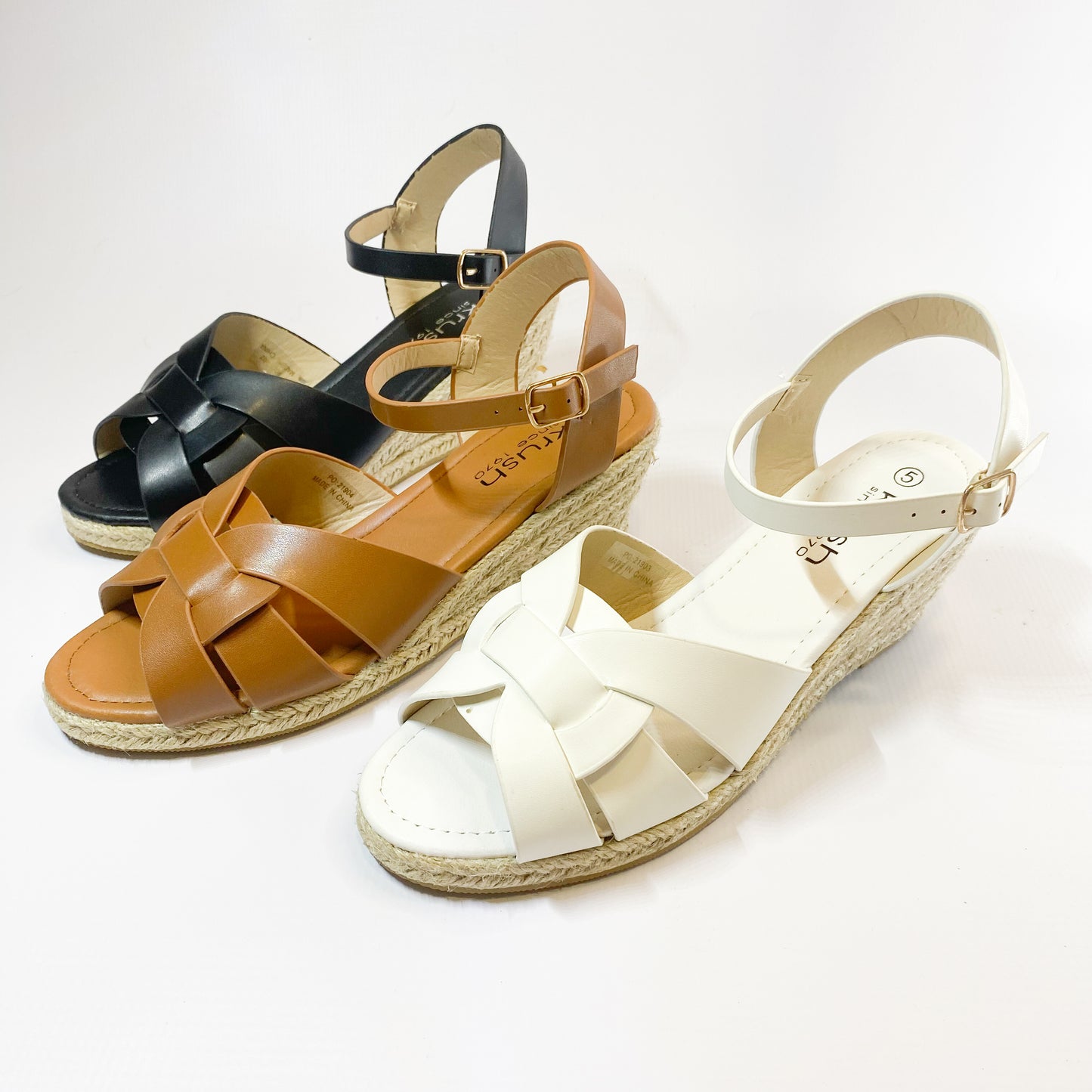 Espadrille white open toe wedge