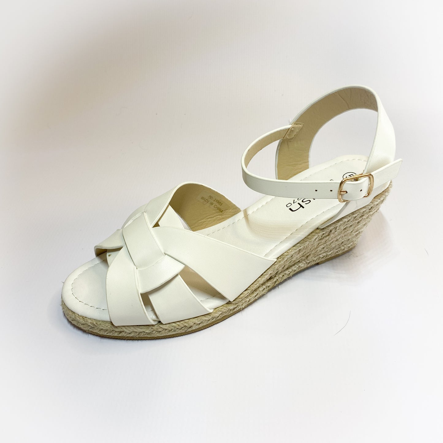 Espadrille white open toe wedge