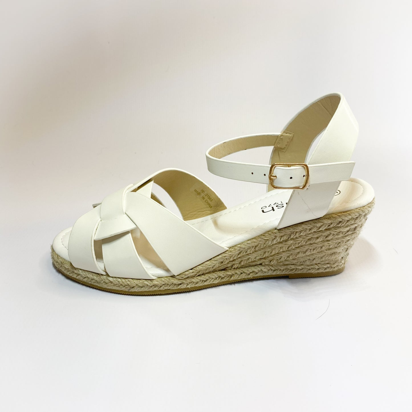 Espadrille white open toe wedge