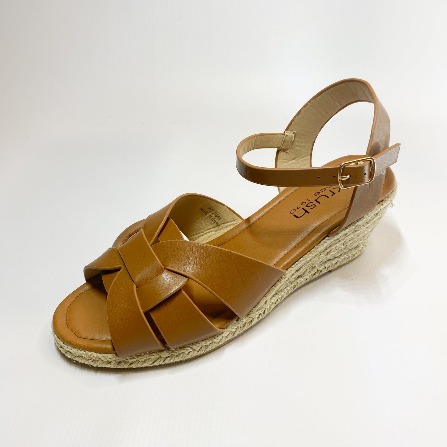 Espadrille tan open toe wedge