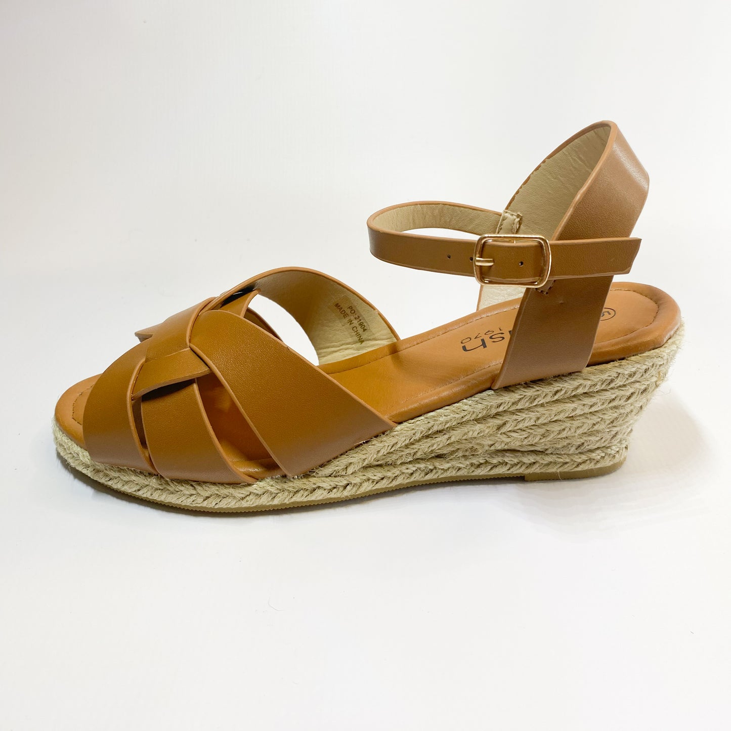 Espadrille tan open toe wedge
