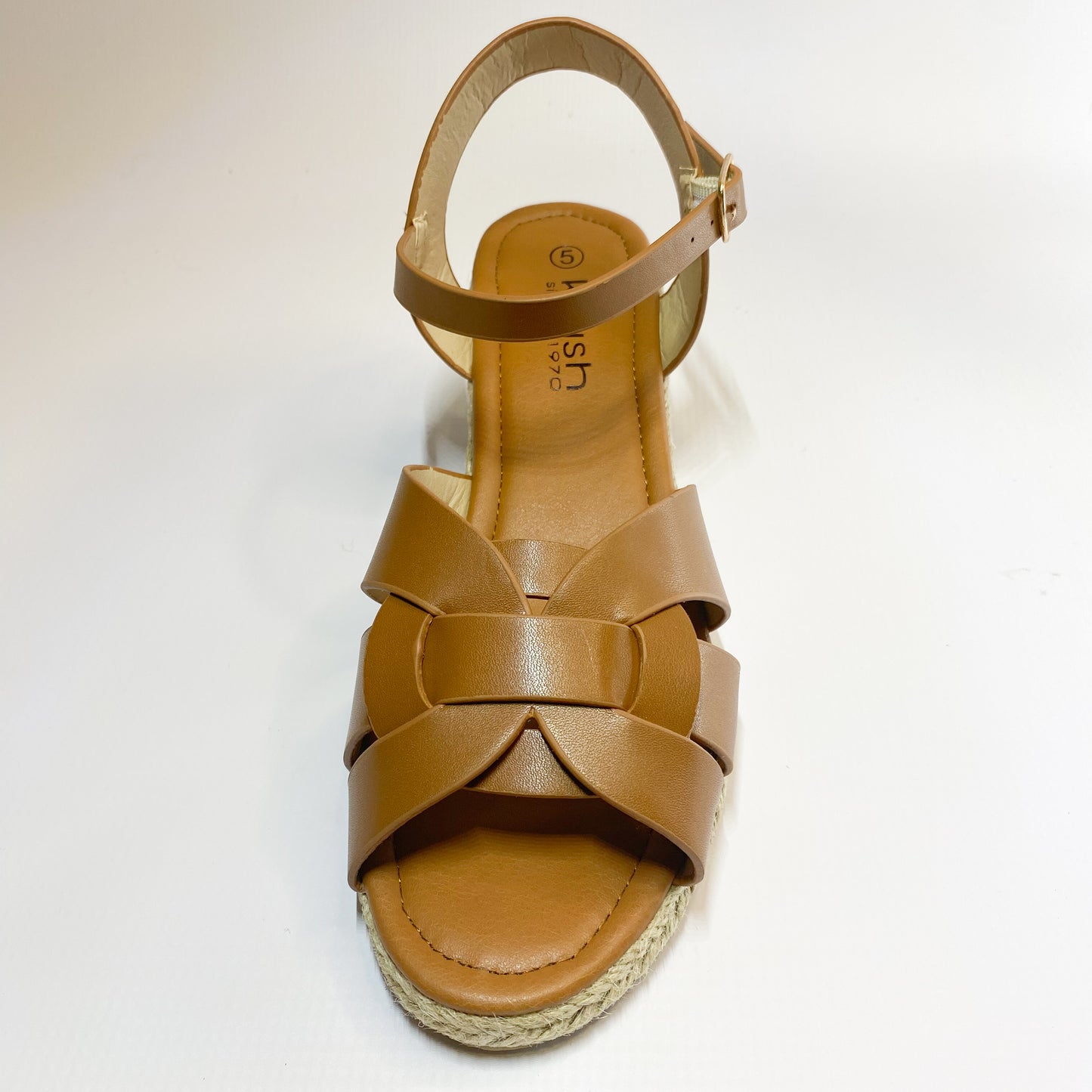 Espadrille tan open toe wedge