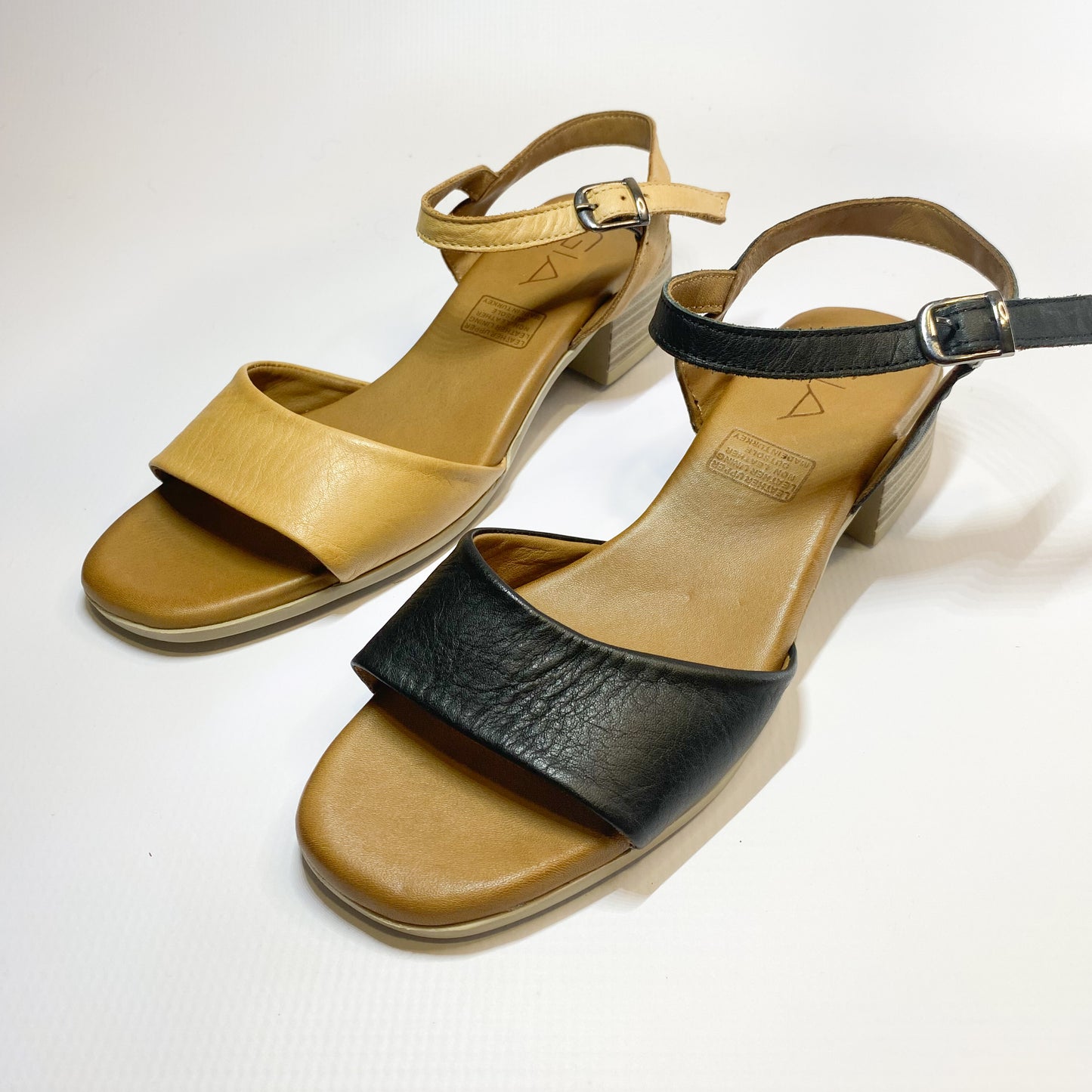 Gia black leather block heel sandal