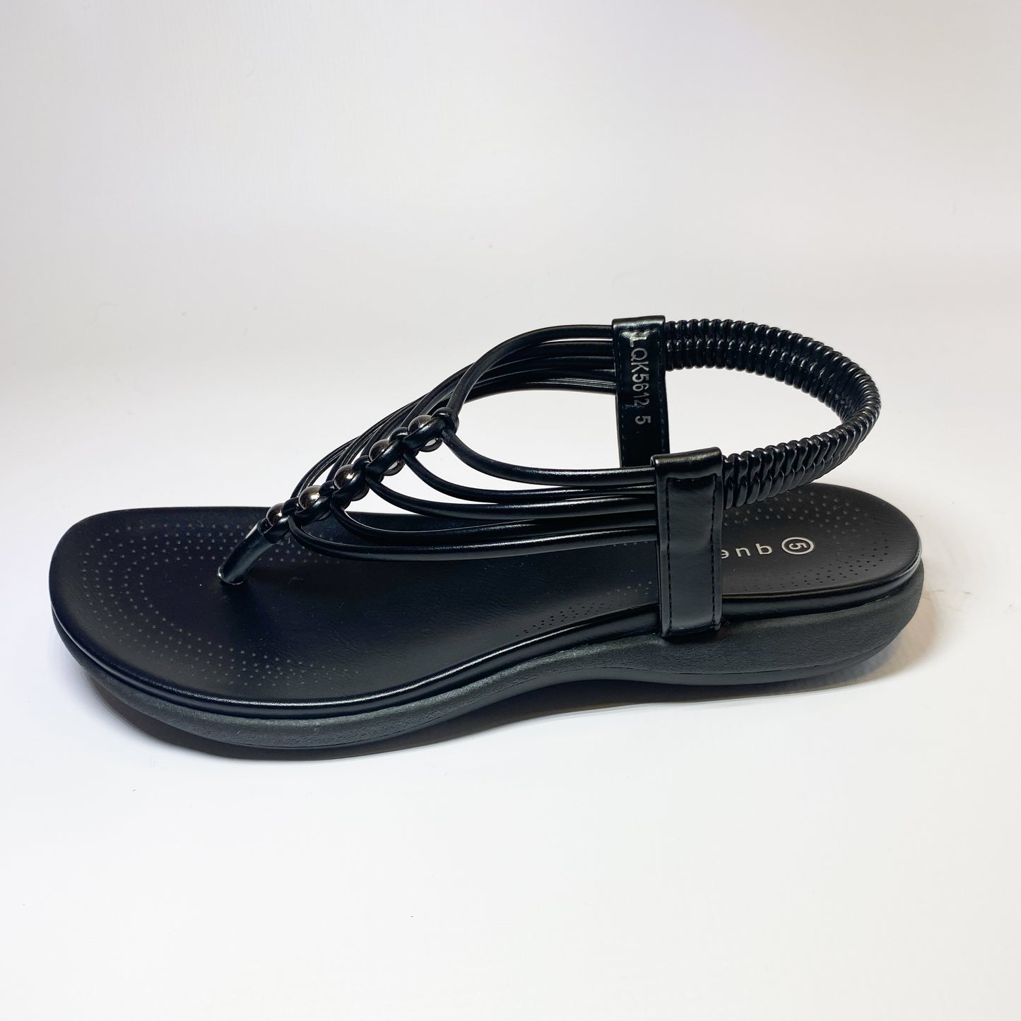 Queue black strappy flatform sandal