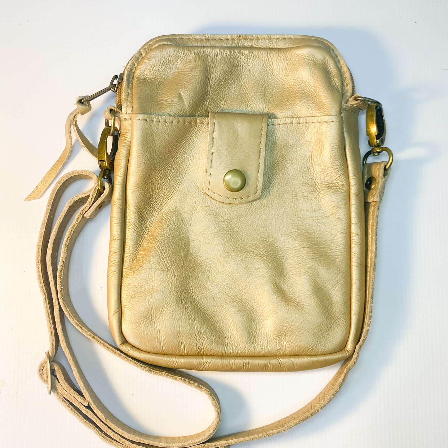 Gia leather gold crossbody bag