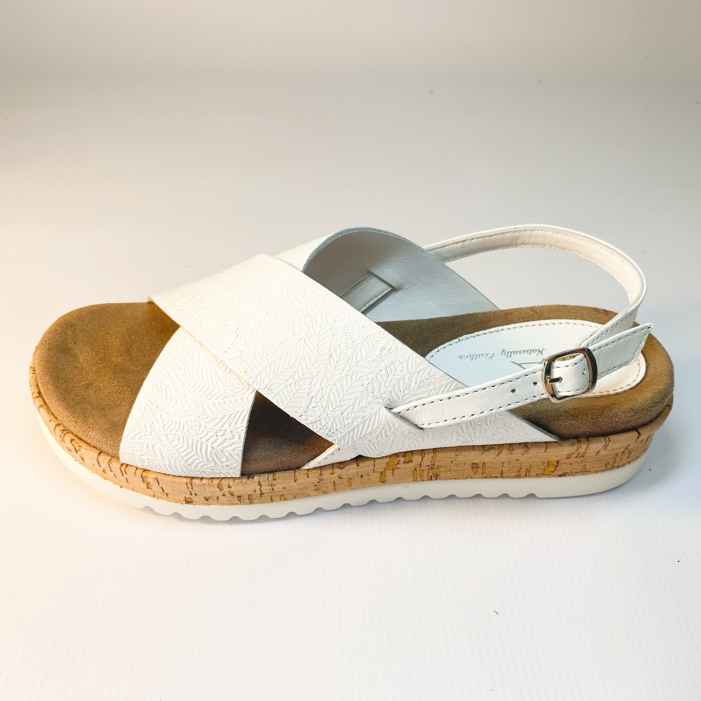 Gia white leather crossover wedge