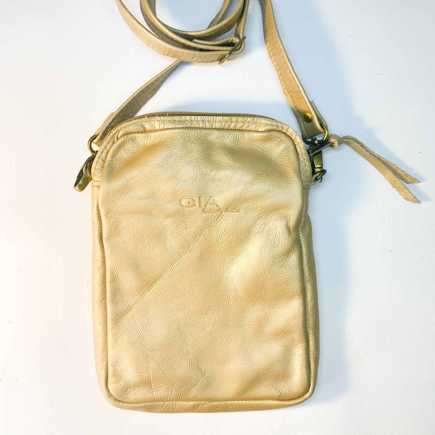 Gia leather gold crossbody bag