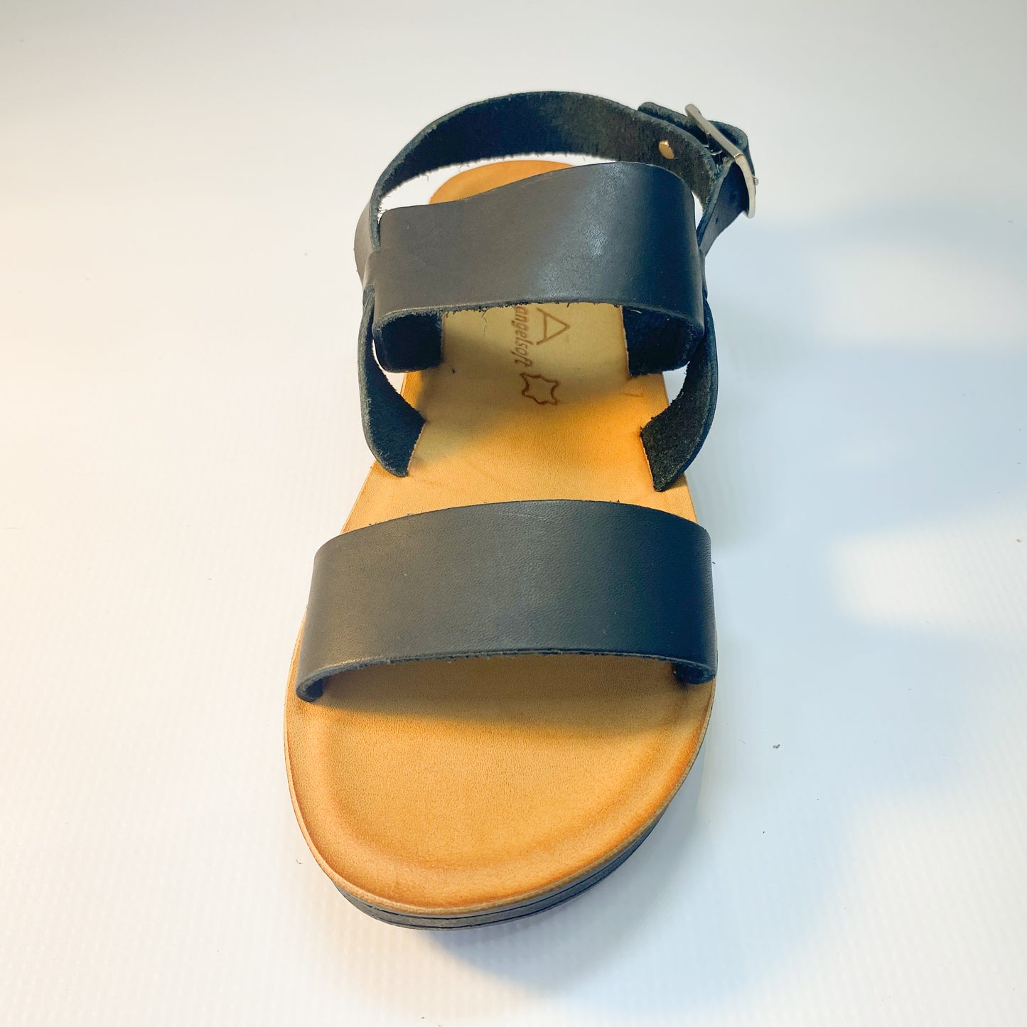 Gia black leather wedge sandal