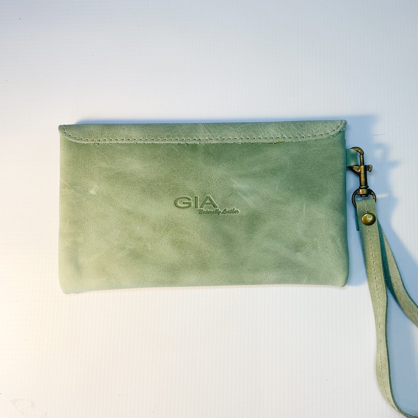 Gia leather sage cellphone purse