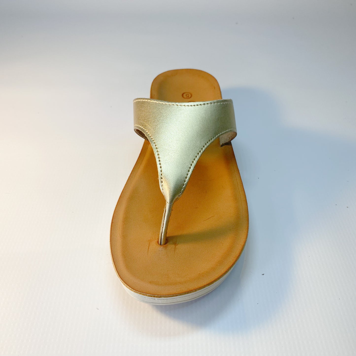 Gia leather gold toe thong sandal