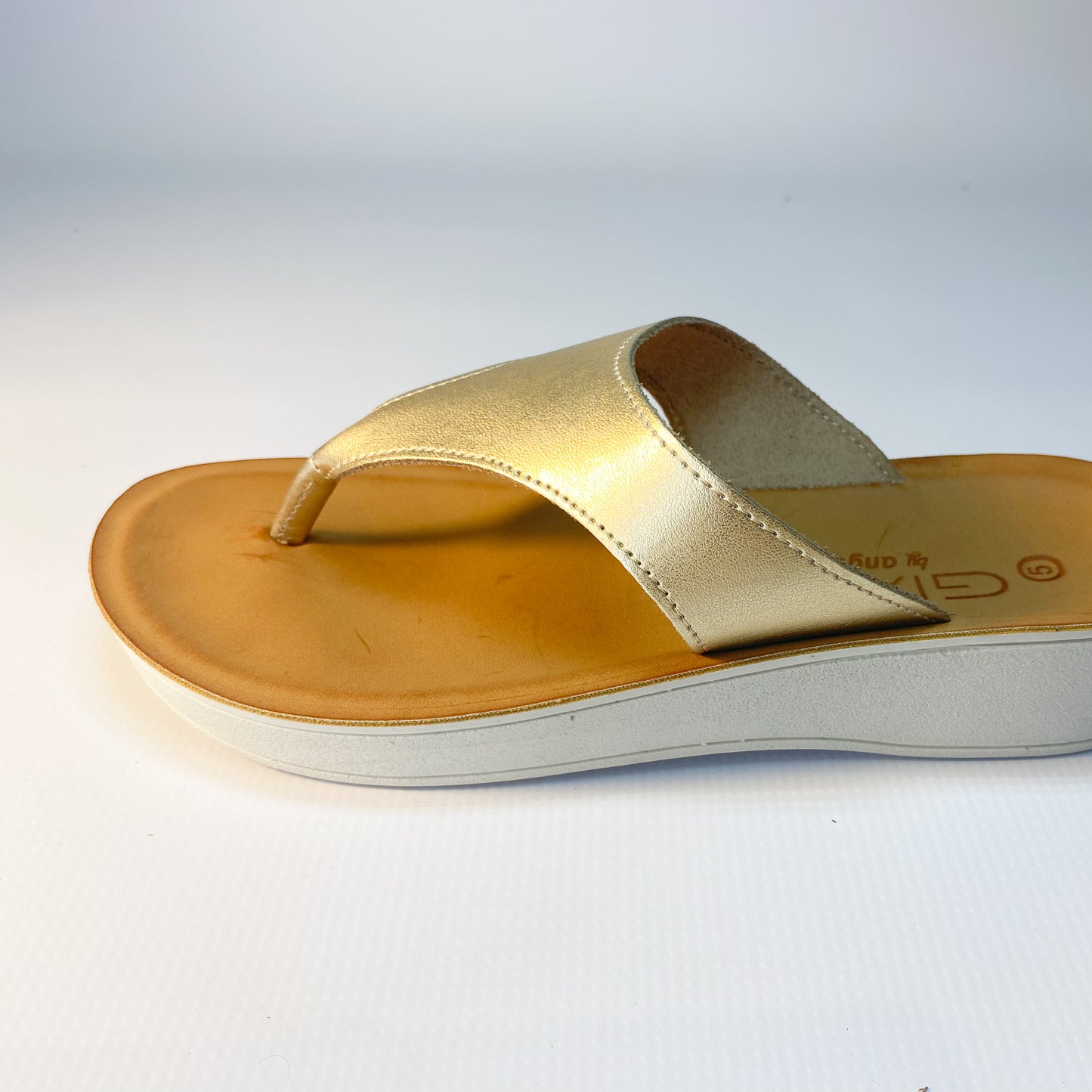 Gia leather gold toe thong sandal