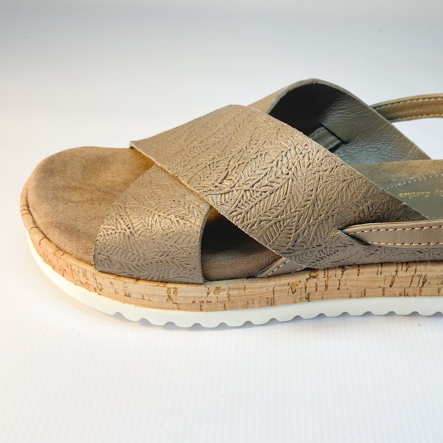 Gia brown leather crossover wedge