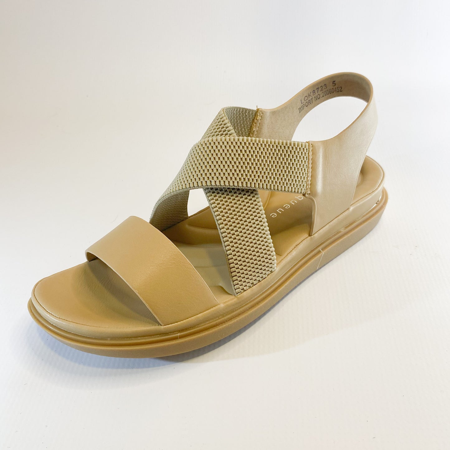 Queue beige elasticated flatform sandal
