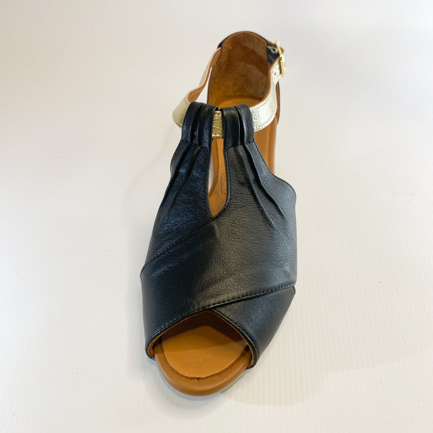Gia black leather flat sandal