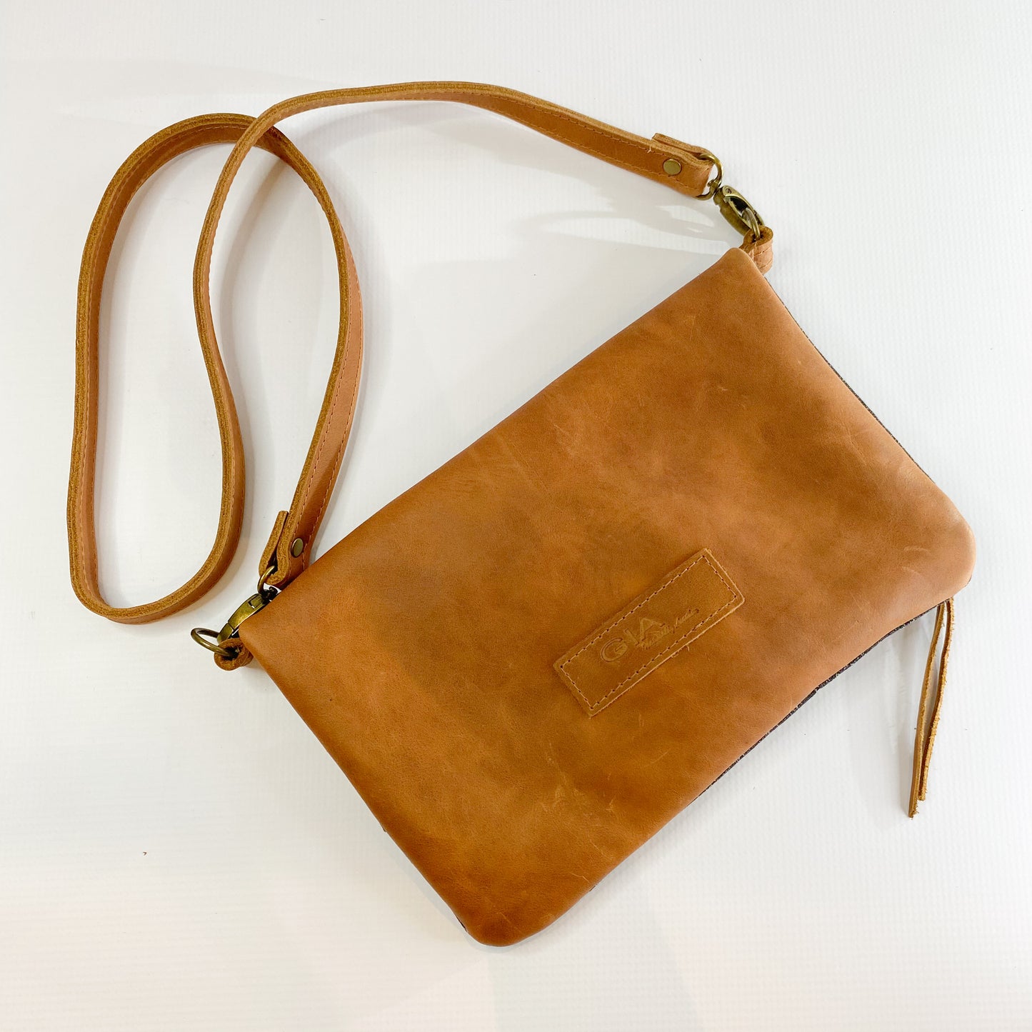 Gia black and tan foldover bag