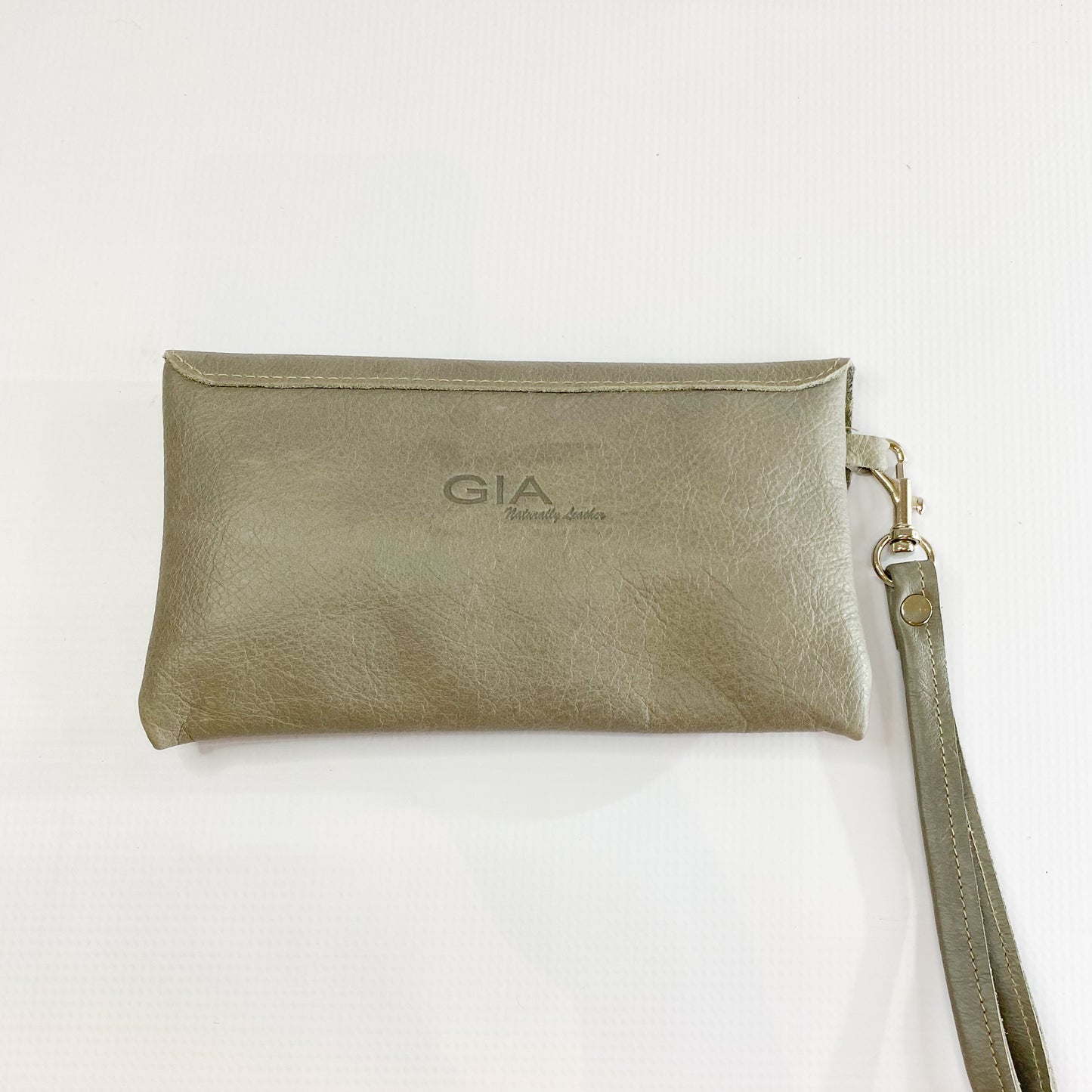 Gia leather grey cellphone pouch
