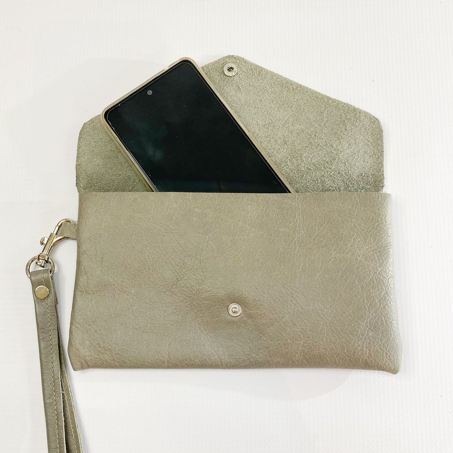 Gia leather grey cellphone pouch