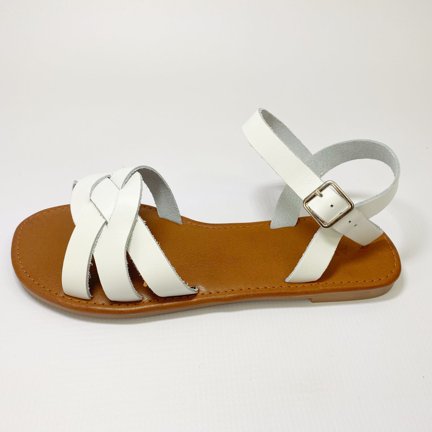 Andreoli leather white strappy sandal