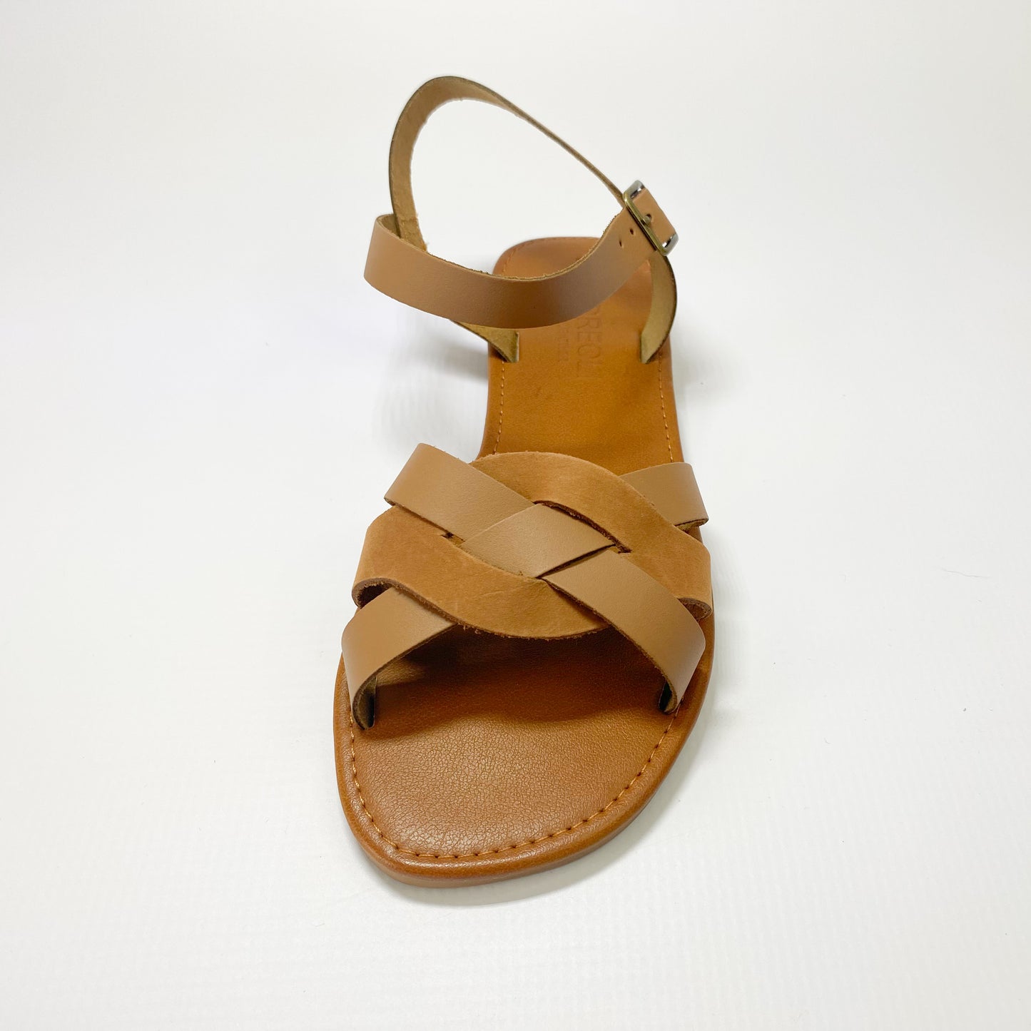 Andreoli leather tan strappy sandal