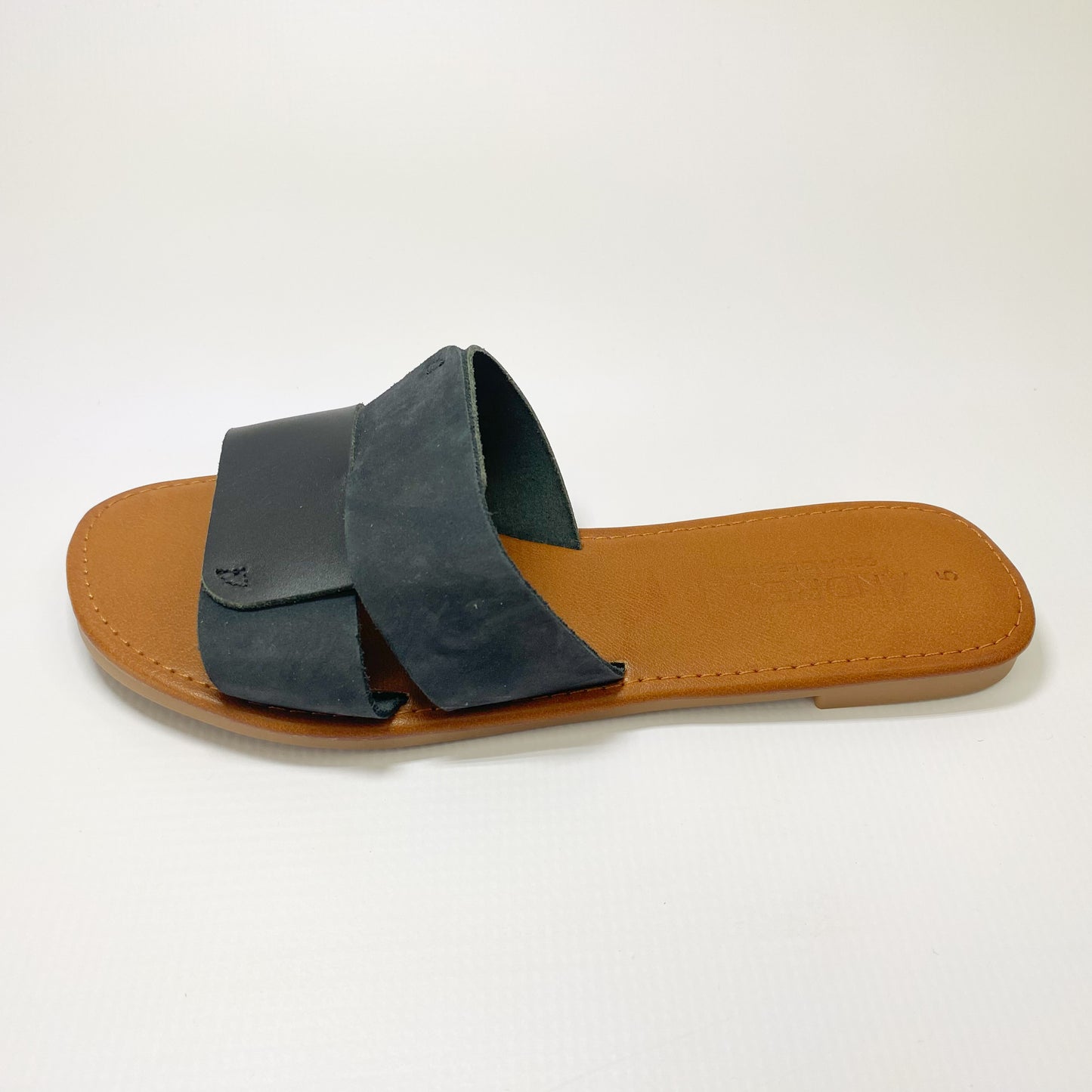 Andreoli leather black pushin sandal